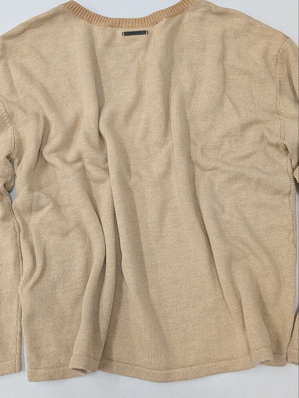 Peace Love World Boho Sweater Women Large Beige Cream Colorblock Knit Pullover C - Picture 6 of 12